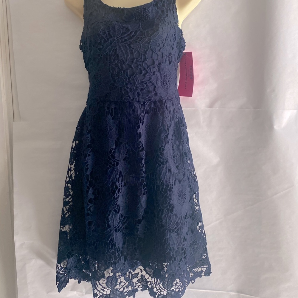 NWT Betsey Johnson chantilly lace navy 14